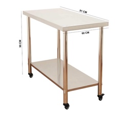 SSMART Mesa de trabajo Isla Movil Mindejal Mmim90 Acero Con Entrepaño Modelo: 49591049