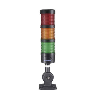 Torre LED Indicadora de estado de 3 niveles color Rojo, Ámbar y Verde, con Buzzer integrado a 85 dB,  a 24 VCD con Montaje incluido de 60 mm de diámetro | EI-3-RAG-24
