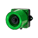 Combinacion de baliza LED color Verde y sirena electrónica de 31 tonos resistente a la intemperie de volumen máx. 123 dB a 12-24 VCD | QWCD50-012024-G-LC