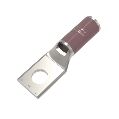 Zapata Terminal de Compresión de Cobre Electrolítico Estañado de Cañón Corto para Tornillo de 1/2" y Calibre 2 AWG. | HUB-YA2-CL6-BOX