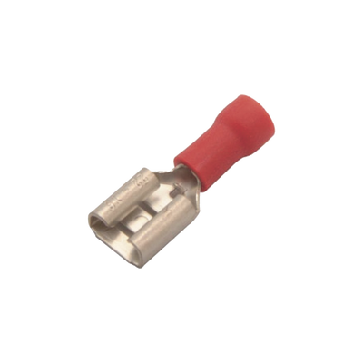 Terminal tipo hembra aislada 0.250 / 22 - 16 AWG / Rojo / Para baterías con teminal F1 / Paquete de 25 piezas. | AE51231