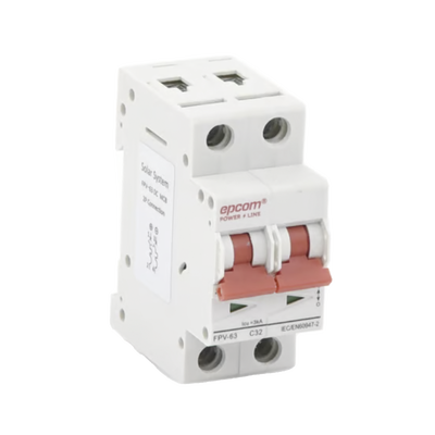 Protección Térmica/ Interruptor 2P, 32A,  Corriente Directa  800 Vcc para Aplicación Fotovoltaica Montaje Riel DIN | FPV632PC32