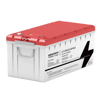 Batería LiFePO4, 2.56 kWh, 25.6V, 100AH / Con BMS Integrado / Vida Útil de más de 3500 Ciclos / Conector RS485 y CAN | LI100A24PRO