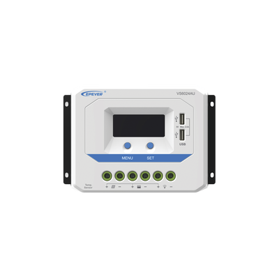 Controlador Solar de Carga PWM 12/24V 60 A, Salida USB, con Display | VS-6024-AU