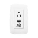 Contacto Sencillo de 15 A/ 127 V CA y 2 Conectores USB de 5 V CD 2A / Color Blanco. | JTL-B72-70