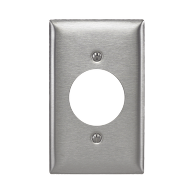 Placa para Receptaculo Sencillo 20 y 30 A de Media Vuelta/ 1.6" (40 mm) / Acero Inoxidable. | HUB-SS-720