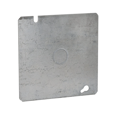 Tapa Cuadrada Plana de  Acero Galvanizado con Entrada de 1/2"  para Caja de 4 11/16". | HUB-833