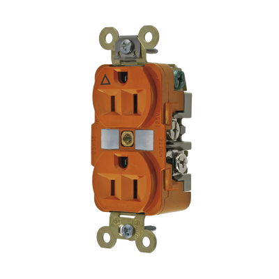 Contacto Dúplex Conexión a Tierra Aislada 15A 125V/ 2 Polos 3 Hilos/ Color Naranja/ Nema 5-15R/ Grado Industrial. | HUB-IG5262
