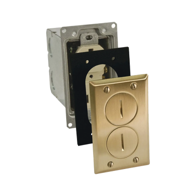 Kit de Caja de Piso con Receptaculo de  15A 125V/ Acabado Latón. | HUB-RF6500-BR
