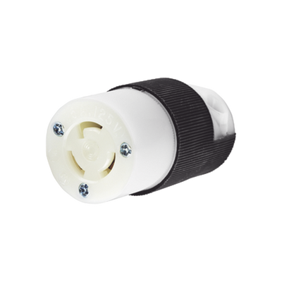 Conector Industrial con Bloqueo de Media Vuelta / 15 A 125 V CA / 2 Polos 3 Hilos / Color Blanco y Negro / Nema L5-15R. | HUB-HBL-4729C
