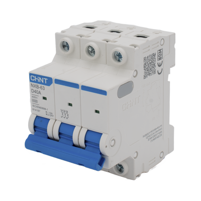 Pastilla para Riel Din, 3 Polos, 40 Amp, Vca:110/415v, 6kA, Catálogo: NXB633PD40, Serie: NXB-63. | NXB633PD40