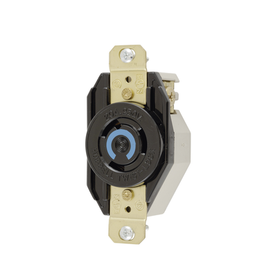 Receptáculo de Media Vuelta Industrial para Empotrar/ 20A  250V/ 2 Polos 3 Hilos/ NEMA L6-20R / Color Negro. | HUB-HBL-2320