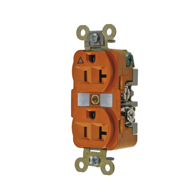 Contacto Dúplex Conexión a Tierra Aislada/ 20 A 125 V/ 2 polos 3 Hilos/ Color Naranja/ Nema 5- 20R/ Grado Industrial. | HUB-IG5362