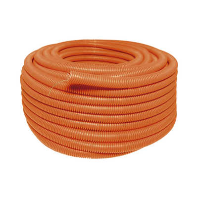 Manguera Poliducto Corrugado Flexible Naranja Reforzado de 1/2" x 100 m Para Instalaciones Eléctricas /Polietileno Alta Densidad HDPE/ Sin guía /Resistente a Intemperie. | SYS-136850