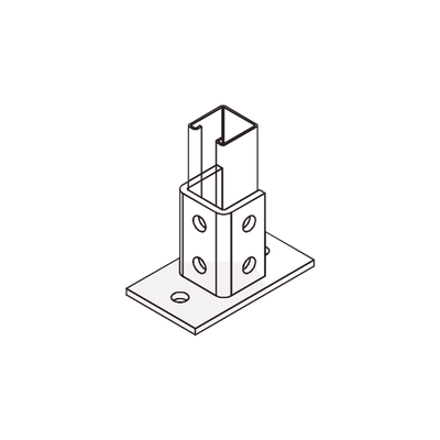 Base Rectangular con 2 perforaciones para Perfil Sencillo. | ANC-HN03