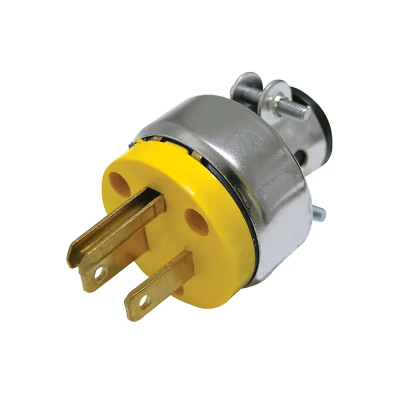 Clavija Blindada con Abrazadera Aterrizada / 15 A 125 V / 50/60 Hz / ABS/ Metal / Color Amarillo. | SYS-136507