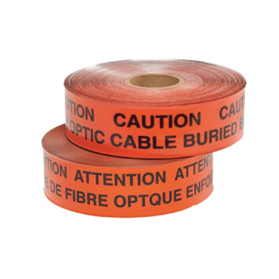 Cinta de peligro subterráneo, Color rojo, Material Aluminio, 304.8m, Leyenda: PRECAUCIÓN: LÍNEA ELÉCTRICA ENTERRADA DEBAJO | HTDU6R-E