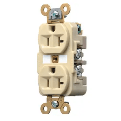 Contacto Dúplex 20 A 125 V / 2 Polos 3 Hilos / Color Marfil /Nema 5-20R /Grado Industrial. | HUB-HBL5362I