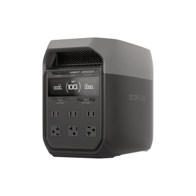 Estación de Energía Portátil Delta 3 1024Wh Litio LFP / 6 AC 1800 W (Max. 2200W) / 2 USB-C 100W / Capacidad para Aumentar Respaldo / Cargador de Coche 10A a 12.6V / Conectividad WiFi y Bluetooth (App) / Carga Solar 500W Max. | EFD3