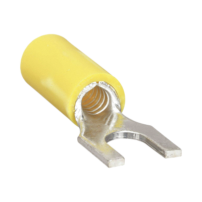 Terminal tipo horquilla ( espada ) aislada / 12 - 10 AWG / Amarillo / Paquete de 25 piezas. | RC1157-100