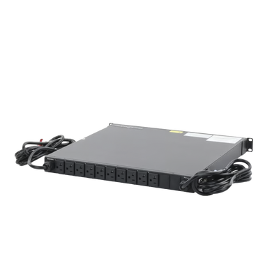 PDU Monitoreable de Transferencia Automática ATS (Fuente Redundante), Con 10 Salidas 5-15R, Enchufes de Entrada NEMA 5-15P, Instalación Horizontal de 19in, 1UR, 15 Amp, 120 Vca | NPATS11001