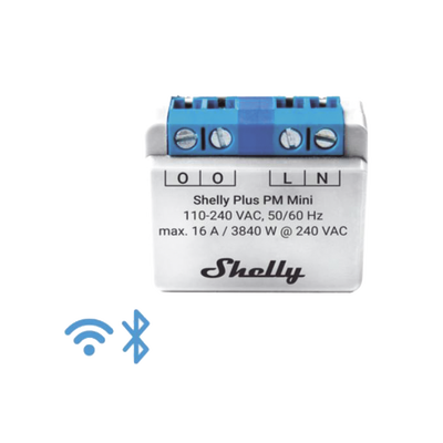 El medidor de potencia más pequeño,  inteligente con Wi-Fi, medición de consumo, 1 canal 16A, | SHELLYPLUSPMMINI
