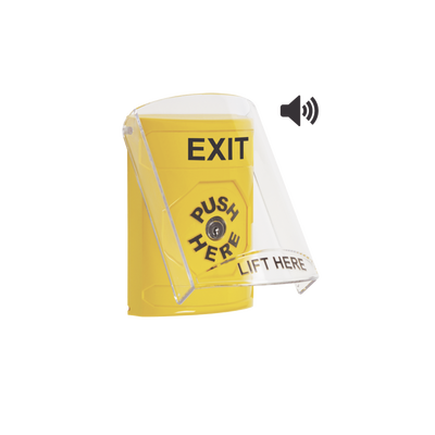 Botón de Salida, Texto en Ingles, Tapa Protectora de Policarbonato Súper Resistente, Llave para restablecer, Bocina integrada de Advertencia | SS22A0XT-EN