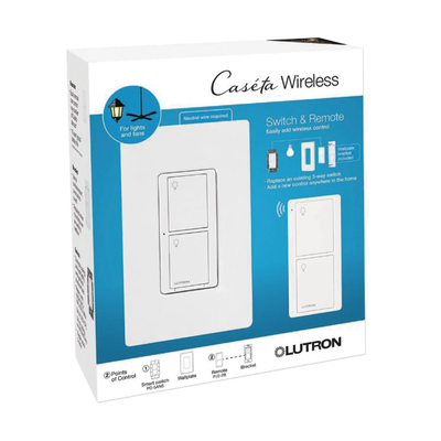 (Caseta Wireless) Kit, Apagador, base para empotrar en pared el control remoto PICO, tapa, ideal para el control de iluminación,. | PPKG1WSWH