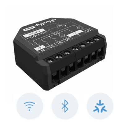 Apagador inteligente Wifi 2.4 / 2 canales  Para apagador doble / 10A por canal / Compatible con asistentes de voz | SHELLY2PMGEN3