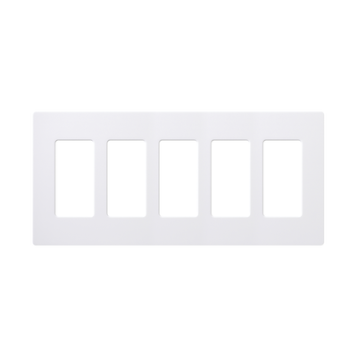Placa de pared 5 espacios, para atenuador (dimmer), switch ó control remoto PICO inalámbrico | CW5WH