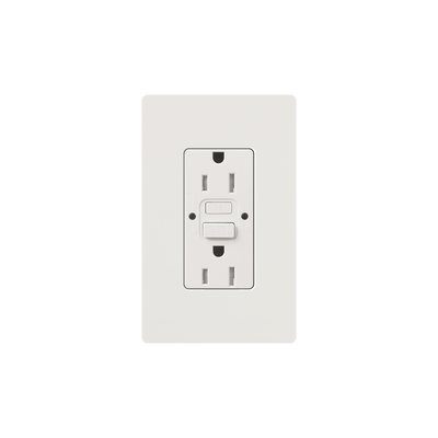 Tomacorriente 125V 15A resistente a manipulaciones, color blanco. | CAR15GFSTWHS