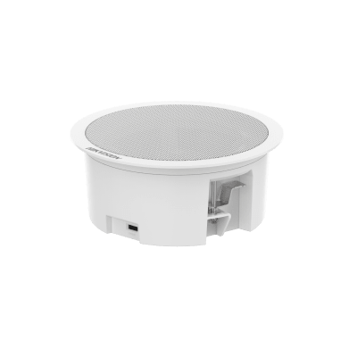 Bocina (Altavoz) IP con Bluetooth | Montaje en Plafón | 3 Watts | PoE+ | Biblioteca de Audios Pregrabados | Entrada de alarma | Hik-Connect / HikCentral Profesional | Compatible con Bocinas secundarias | DS-QAZ1203G1-BE
