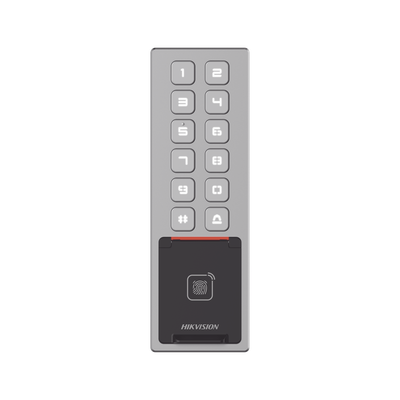 Teclado Exterior WiFi Antivandálico IP65 & IK08 / Administrable en la Nube / Alta y Baja de Passwords Remotamente con Horarios / Acceso por PIN, Tarjeta MIFARE, Huella y Tarjeta Virtual Bluetooth | DS-K1T805MBFWX