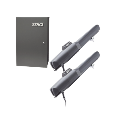 Kit de Operadores Abatibles 6006 de Doorking / Para Puertas de Hasta 5.5 Metros  / Soporta Respaldo de Baterias | KIT-6006-DKS