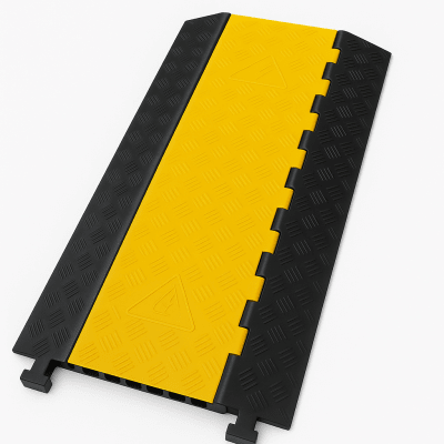 Protector de Cable de 3 Canales / Base de Goma y Tapa de Plástico / Tamaño del Canal 56x55MM / Capacidad de Carga 6.1 Toneladas / Longitud 90 cm / Ancho del Contorno 50 cm / Altura 7.5 cm / Color Amarillo-Negro / Material Hule | AC-903CV