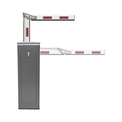 Kit de Barrera Vehicular Derecha y Brazo ARTICULADO de 3 Metros / Finales de Carrera Ajustables por Programación / Movimiento Fluido / Diseño Elegante Color Gris / Con Corona Led Semaforizada | KT-XBF-RBA3