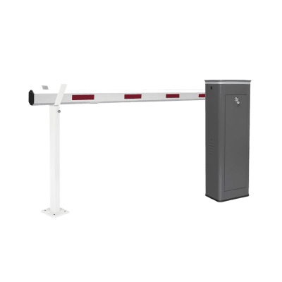 Kit de Barrera Vehicular Izquierda y Brazo Telescópico de Hasta 5.5 m / Finales de Carrera Ajustables por Programación / Movimiento Fluido / Diseño Elegante Color Gris / Con Corona Led Semaforizada | KT-XBS-LB