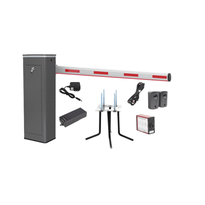 Kit COMPLETO Barrera Derecha XBF Con Corona LED / Brazo Iluminado de 3M / Incluye Sensor de Masa, Transformador, Lazo Magnético, Ancla, Fotoceldas y 2 Controles Inalámbricos | KIT-XBF-3R-LED