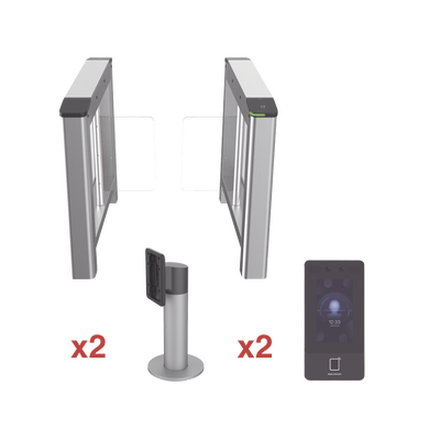 Kit de Torniquete con Terminales Faciales incluidas / Montajes Incluidos /  Izquierdo y Derecho / Carril de 90 cms / 3,000,000 MCBF / 4 Pares de IR | DS-K3B220-KIT