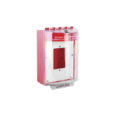 Cubierta Universal De Policarbonato Con Espaciador y Placa De Montaje Interna, Texto De Incendio En Español, Interior/Exterior, Serie Universal Stopper® | STI-13510FR-ES