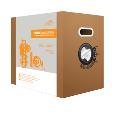 Bobina de Cable de 305 Metros (1000 Pies), Cat5e Exterior Blindado Carrier Class Color Negro, Cable de Drenado para Descargas Electrostáticas, Divisor Anti-Crosstalk y Blindaje Secundario | TC-CARRIER