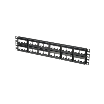 Panel de Parcheo Modular Mini-Com (Sin Conectores), Plano, Sin Blindaje, Con Etiqueta y Cubierta, de 48 Puertos, 2UR | CPPL48WBLY