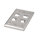 Placa de Pared Vertical, de Acero Inoxidable, Salida Para 4 Puertos Mini-Com, Con Espacios Para Etiquetas | CFPL4SY