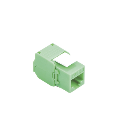 Módulo Jack Keystone Cat6A (Toolless), con Terminación en Ángulo 180 - Color Verde, Compatible con Faceplate y Patchpanel Linkedpro | LPKJ6ATTGR