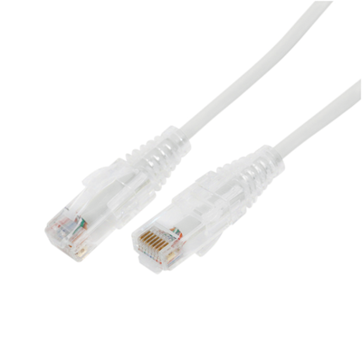 Cable de Parcheo Slim UTP Cat6A - 1 Metro (3.28 Pies) Blanco, Diámetro Reducido (28 AWG) | LP-UT6A-100-WH28