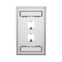 Placa de Pared Vertical, de Acero Inoxidable, Salida Para 2 Puertos Mini-Com, Con Espacios Para Etiquetas | CFPL2SY
