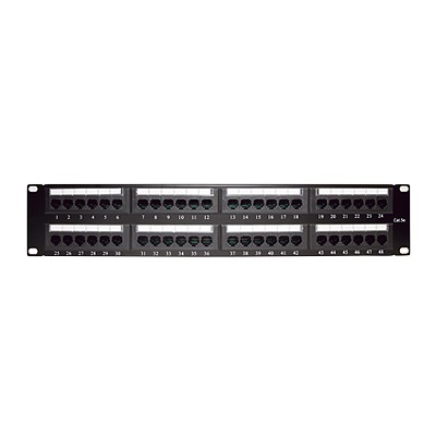 Panel de Parcheo de Impacto (110) UTP de 48 Puertos Cat5e 19 Pulgadas (48.26 cm), 2U con Barra para Organizar Cable | LP-PP-508