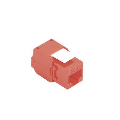 Módulo Jack Keystone Cat5e (Toolless), con Terminación en Ángulo 180 - Color Rojo, Compatible con Faceplate y Patchpanel Linkedpro | LP-KJ-516-TTRD