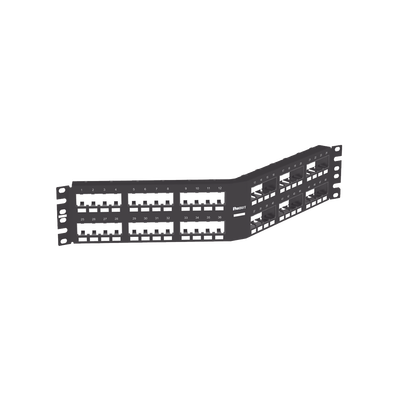 Panel de Parcheo Modular Mini-Com (Sin Conectores), Angulado Instalación la Ras, Sin Blindaje, de 48 Puertos, 2UR | CPPA48FMWBLY