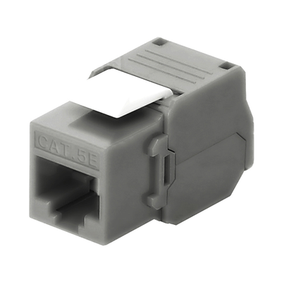 Módulo Jack Keystone Cat5e (Toolless), con Terminación en Ángulo 180 - Color Gris, Compatible con Faceplate y Patchpanel Linkedpro | LP-KJ-516-TTGY